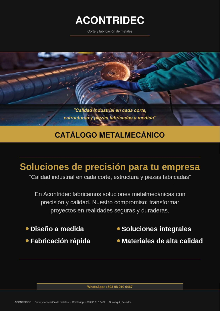 Portada del catálogo metalmecánico de ACONTRIDEC