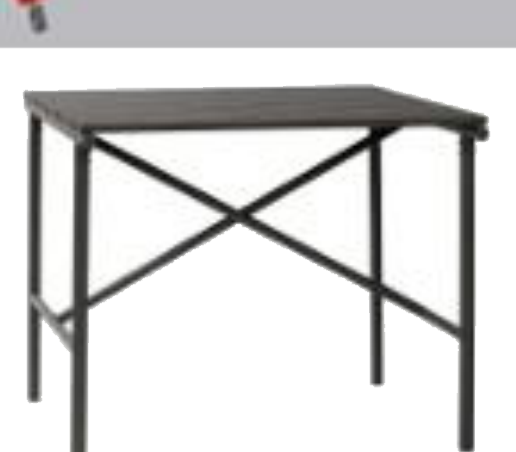Mesa metálica de trabajo con estructura en cruz