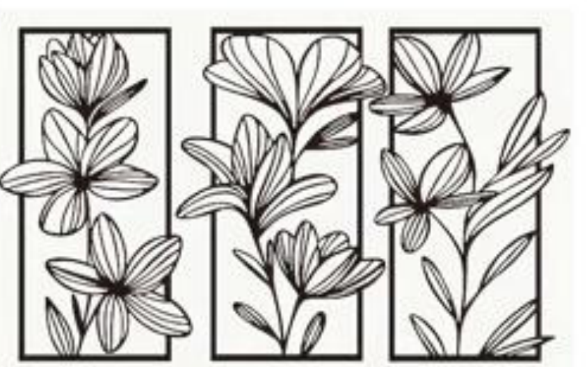Cuadro metálico moderno con diseño floral en corte láser